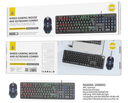 Wired Gaming Keyboard and Mouse Combo – 105 Keys RGB Style