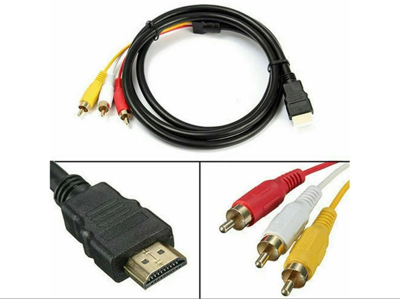IPSDI HDMI to RCA Cable 1.5M – New, HDMI to AV (3 RCA) Adapter Cable