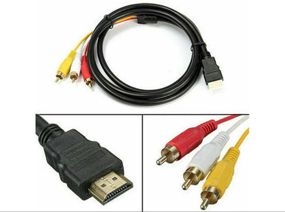 IPSDI HDMI to RCA Cable 1.5M – New, HDMI to AV (3 RCA) Adapter Cable