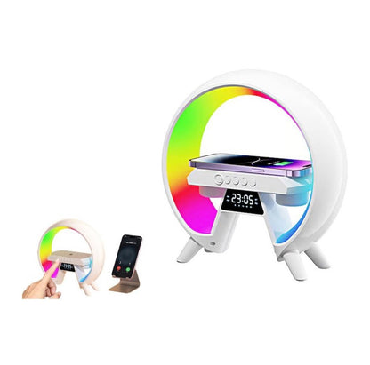 Multifunctional Alarm Clock with Wireless Charging – Bluetooth Speaker + RGB Light