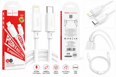 Hoco X88 Type-C to Lightning 20W PD Fast Charging Cable (1M / 3.2FT) – iPhone Fast Charge & Data Sync Cable
