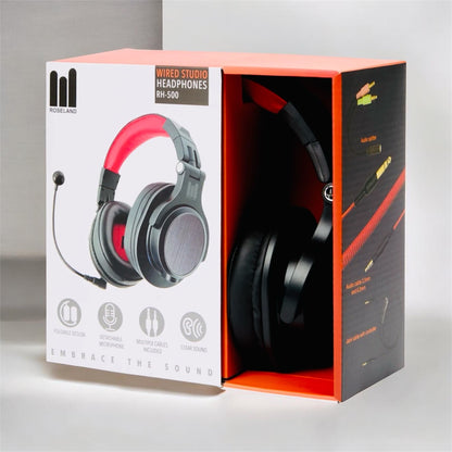 Roseland RH-500 Wired Studio Headphones with Detachable Mic