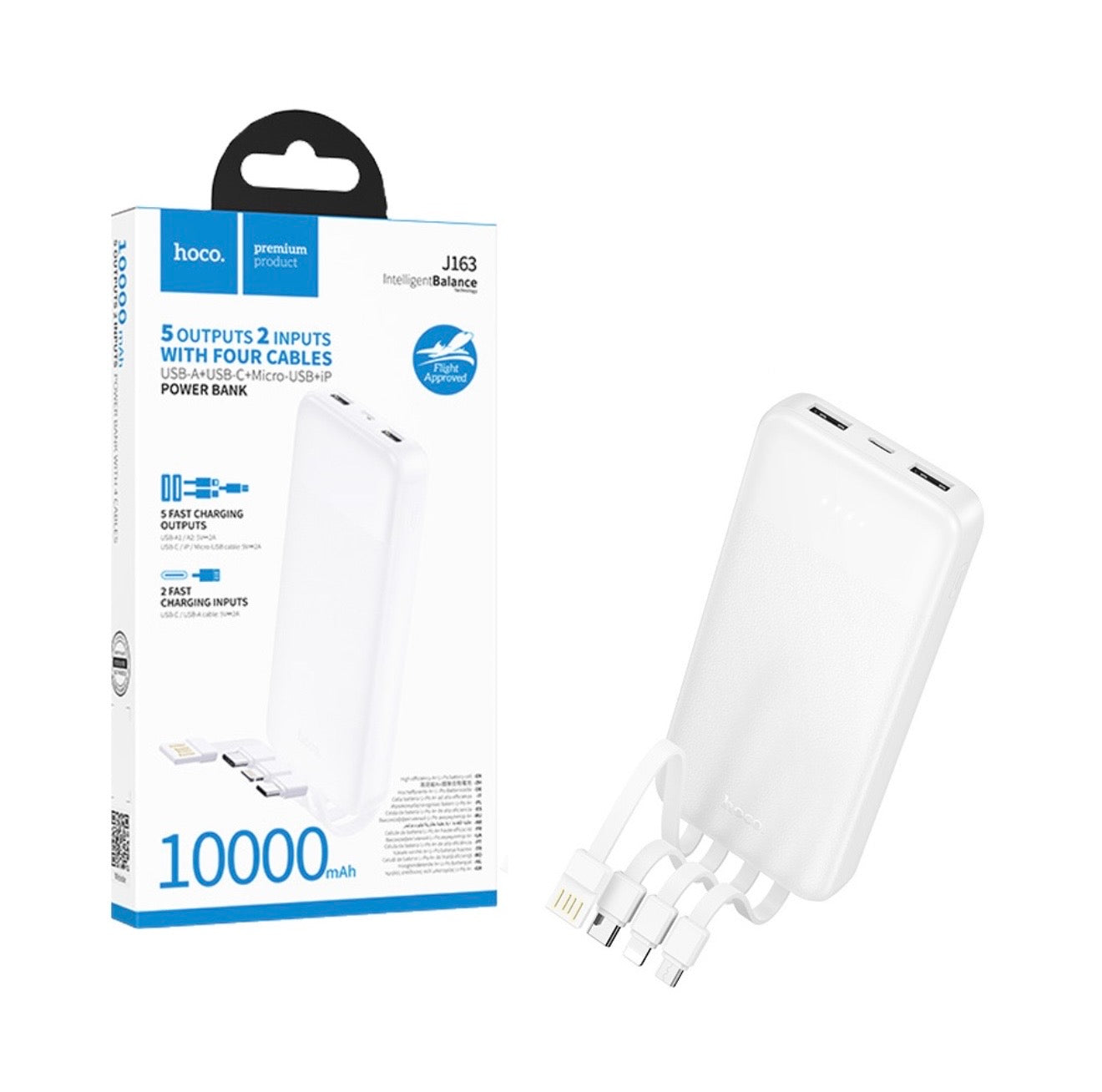HOCO J163 10000mAh Power Bank – Multi Cable Fast Charging