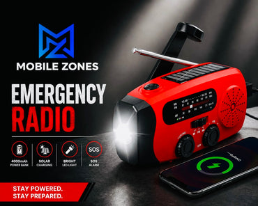 Emergency Solar Radio with 4000mAh Power Bank, LED Light & SOS Alarm
