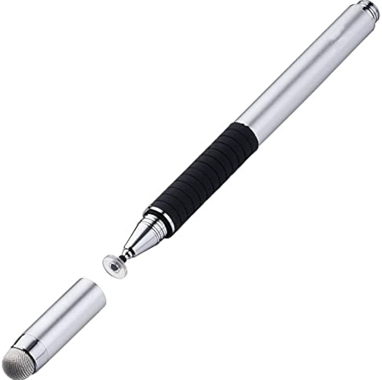 2-in-1 Multi-Functional Stylus Touch Pen – Silver/Black, Universal Compatibility (New)