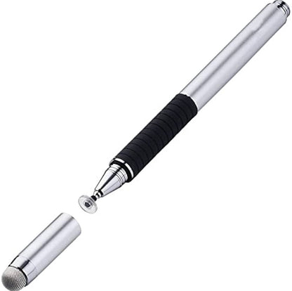2-in-1 Multi-Functional Stylus Touch Pen – Silver/Black, Universal Compatibility (New)