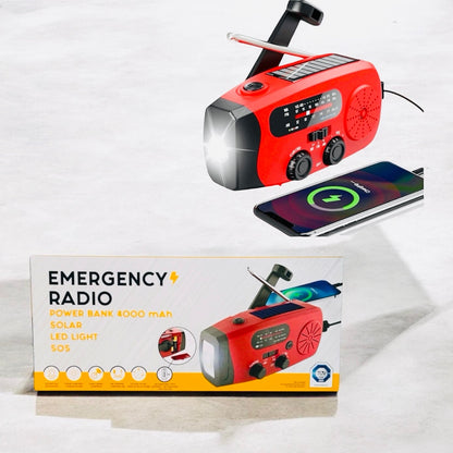 Emergency Solar Radio with 4000mAh Power Bank, LED Light & SOS Alarm