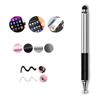2-in-1 Multi-Functional Stylus Touch Pen – Silver/Black, Universal Compatibility (New)